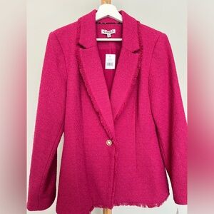 Nanette Lepore Elegant Pink Women's Tweed Blazer with Pearl button Size 12 NWT